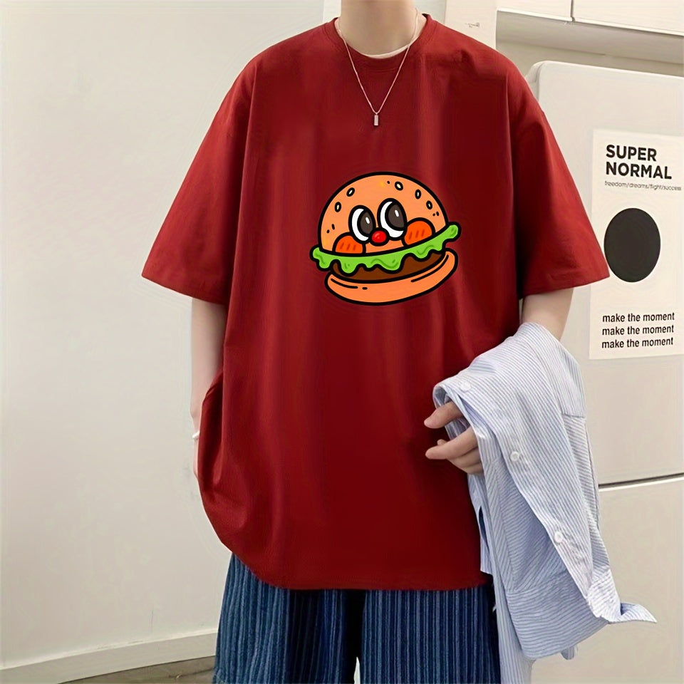 Playful Cartoon Burger Iron-On Transfer Stickers - Mixed Colors, Vinyl DIY Decals for Pillows, Clothing, and Bags, Fun Food-Themed Design with Expressive Eyes and Rosy Cheeks, Craft Project Supplies | Foodthemed Crafts | Dura